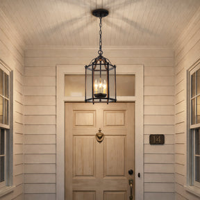 Vintage Bronze Lantern Pendant Light 3-Light Farmhouse Chandelier with Clear Glass Shade 10-Inch Hanging Light for Foyer Kitchen Island Dining Room