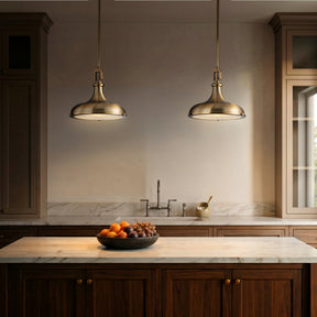 14'' Transitional 1-Light Satin Brass Pendant Light with Frosted Glass Shade for Kitchen Island or Dining Room