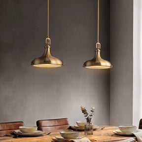 14'' Transitional 1-Light Satin Brass Pendant Light with Frosted Glass Shade for Kitchen Island or Dining Room