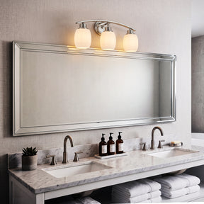 Modern Contemporary 3-Light Bathroom Vanity Light Satin Nickel Wall Sconce with Textured Opal Glass Shades 20-Inch Wall Mounted Fixture for Mirror Hallway