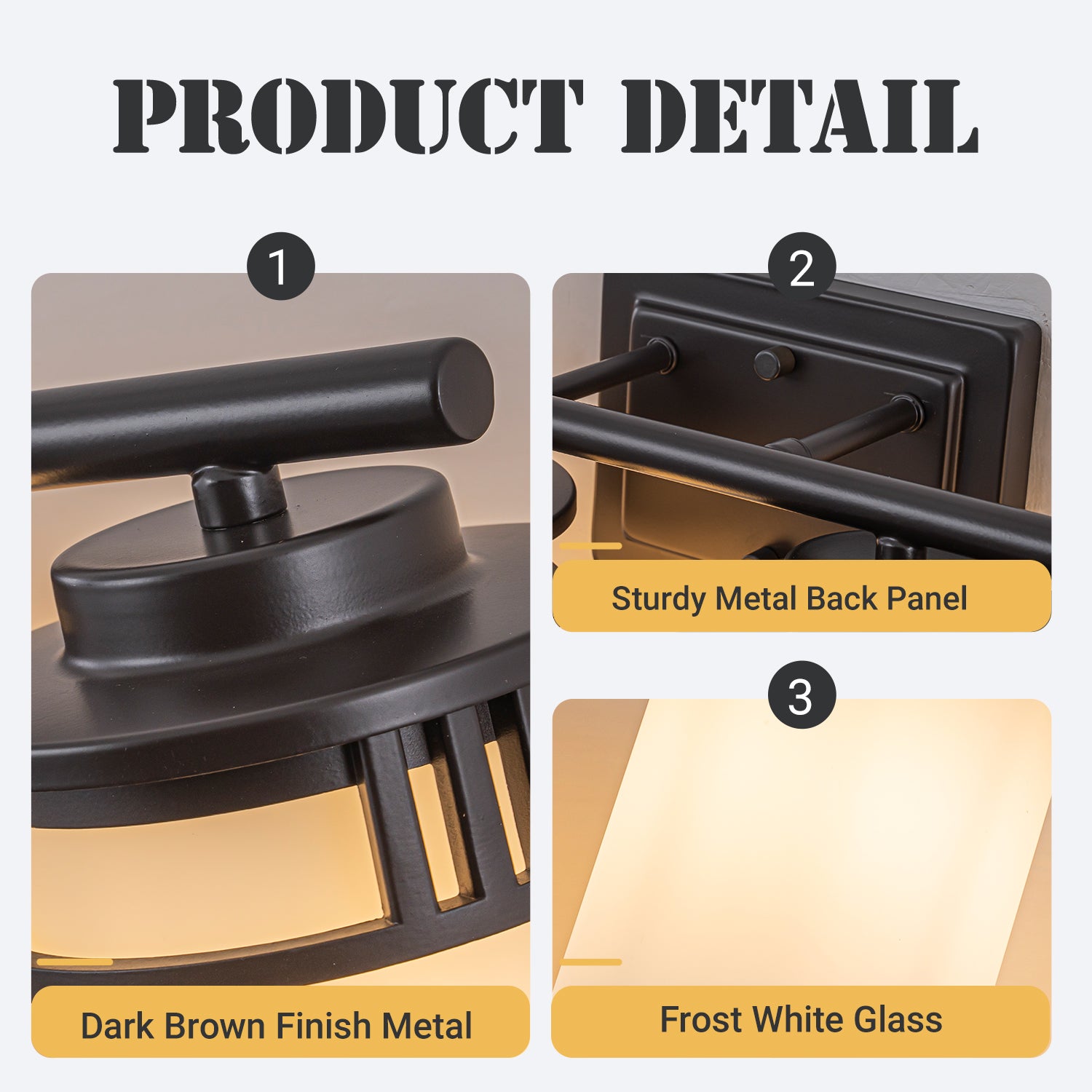 27-in Mid-century modern 4-Light Bathroom Vanity Light Bath Bar Dark Brown Wall Sconce with Frosted Glass Shades for Mirror Hallway