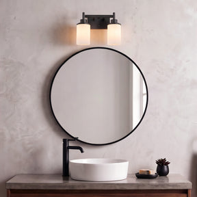 Modern Dark Brown 2-Light Vanity Wall Sconce with Opal Glass Shades Wall Mounted Fixture for Bathroom Mirror and Hallway