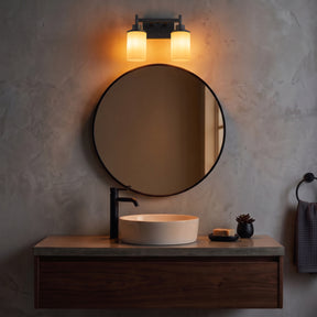 Modern Dark Brown 2-Light Vanity Wall Sconce with Opal Glass Shades Wall Mounted Fixture for Bathroom Mirror and Hallway