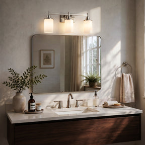 Modern 3-Light Bathroom Vanity Light, Brushed Nickel Wall Sconce with Opal Glass Shades 22 in. Wall Mounted Fixture for Mirror, Bathroom, Hallway
