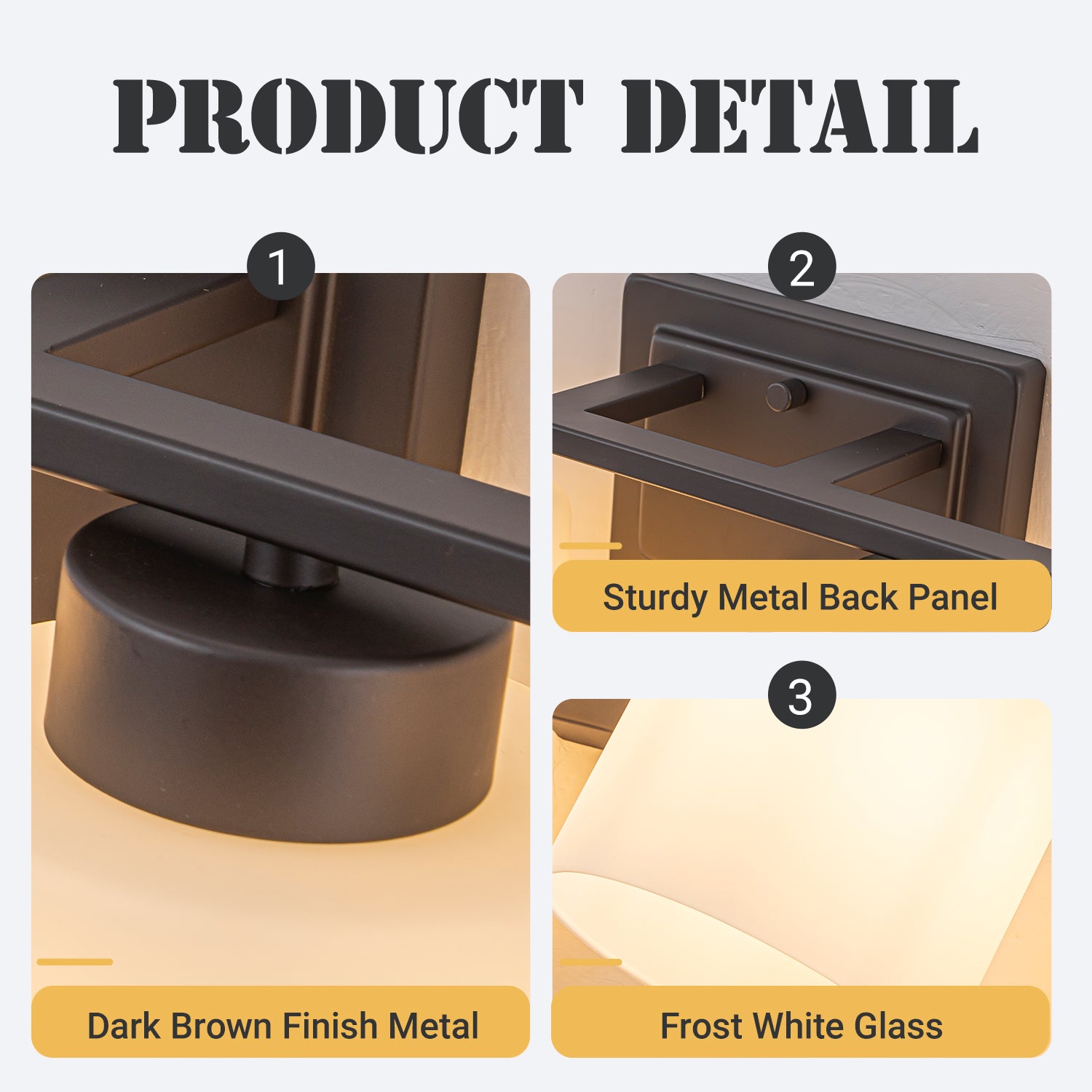 Modern Contemporary 4-Light Bathroom Vanity Light Dark Brown Wall Sconce with Frosted Glass Shades 29-Inch Wall Mounted Fixture for Mirror Hallway