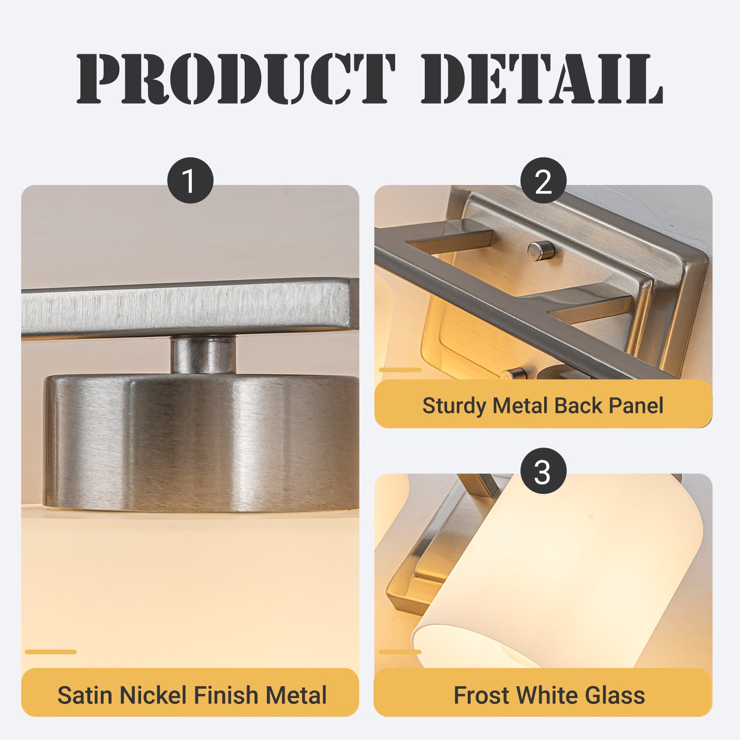 Modern Contemporary 4-Light Bathroom Vanity Light Satin Nickel Wall Sconce with Frosted Glass Shades 29-Inch Wall Mounted Fixture for Mirror Hallway