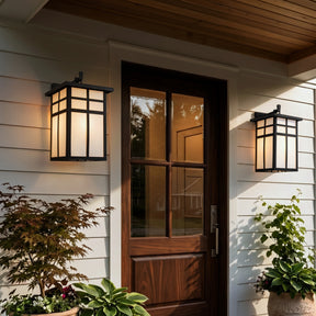 3-Light H18 in Large Modern Farmhouse Black Outdoor Wall Lantern With Frosted Glass Exterior Wall Light for Garage Entryway Porch