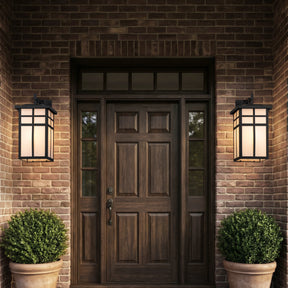 3-Light H18 in Large Modern Farmhouse Black Outdoor Wall Lantern With Frosted Glass Exterior Wall Light for Garage Entryway Porch