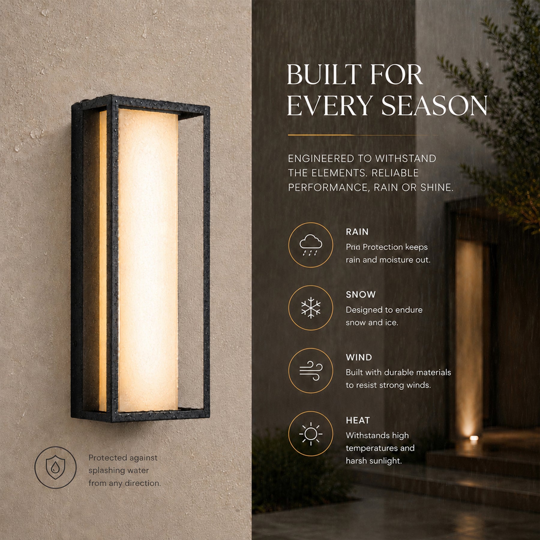 H15" Modern Outdoor Integrated LED Wall Sconce Set of 2 with Acid-Etched White Glass