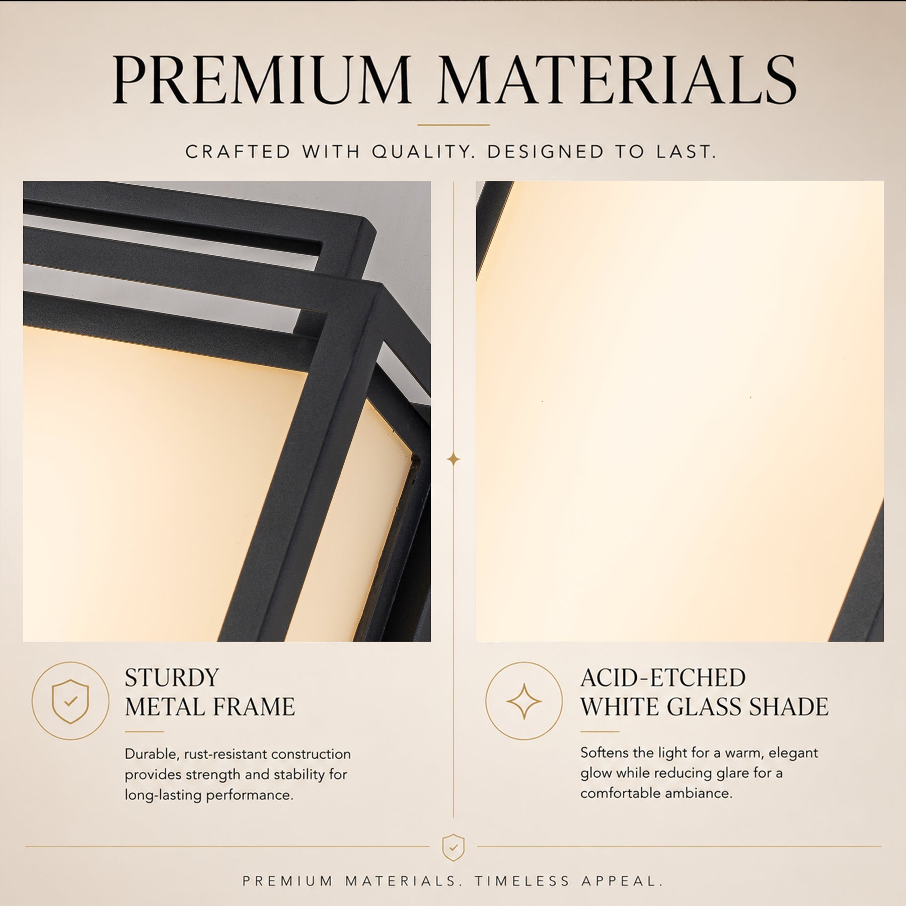 Large Architectural Outdoor Integrated LED Wall Sconce Set of 2 with Layered Frame and Acid-Etched White Glass