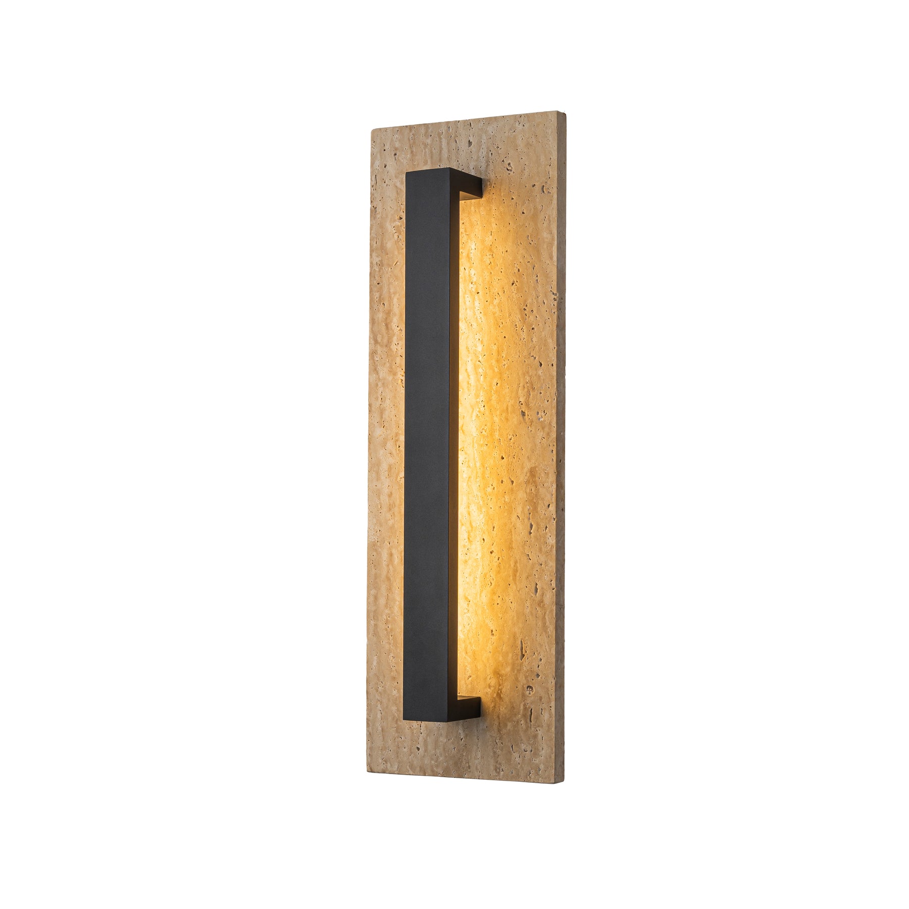 H22" Architectural Travertine Integrated LED Wall Sconce with Natural Stone Panel