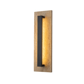 H22" Architectural Travertine Integrated LED Wall Sconce with Natural Stone Panel