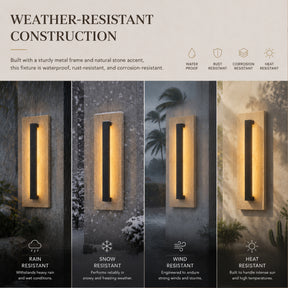 H22" Architectural Travertine Integrated LED Wall Sconce with Natural Stone Panel
