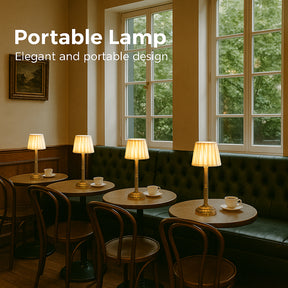 16'' Glam Cordless Table Lamp Touch Control with 3 Way Classic Elegant Dimmable Rechargeable LED Nightstand Lamp with Fabric Shade In Brass Finish