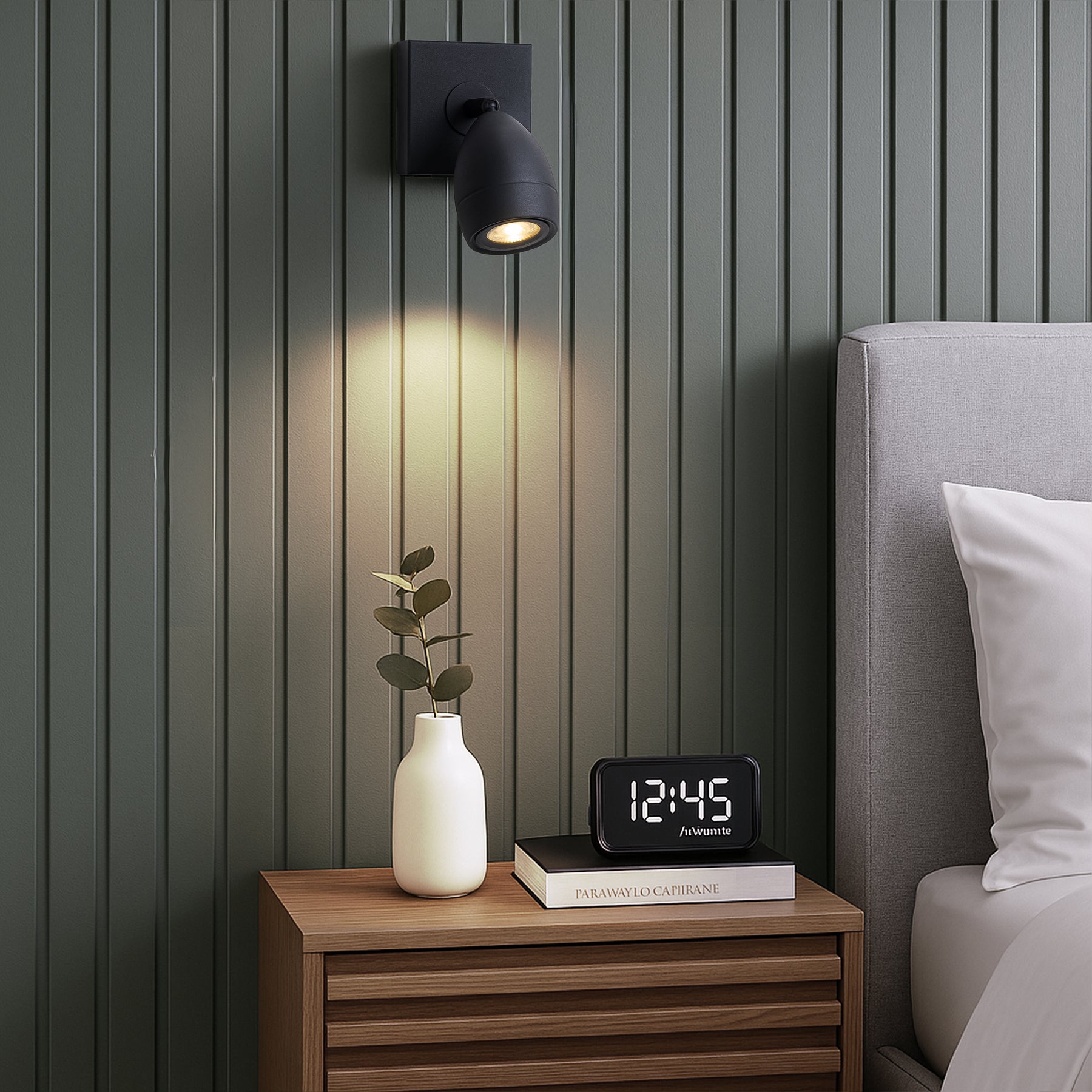 Modern Black Cordless Wall Sconce USB-C Rechargeable LED Spotlight with Touch & Remote Control, Adjustable and Stepless Dimmable Accent Light