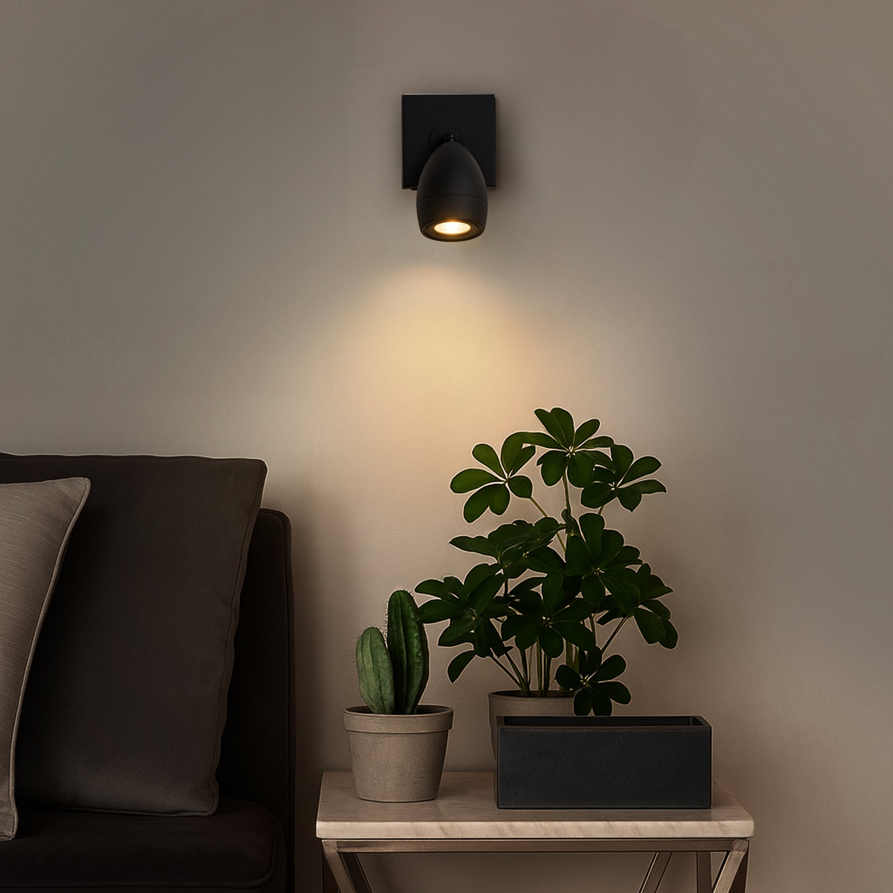 Modern Black Cordless Wall Sconce USB-C Rechargeable LED Spotlight with Touch & Remote Control, Adjustable and Stepless Dimmable Accent Light