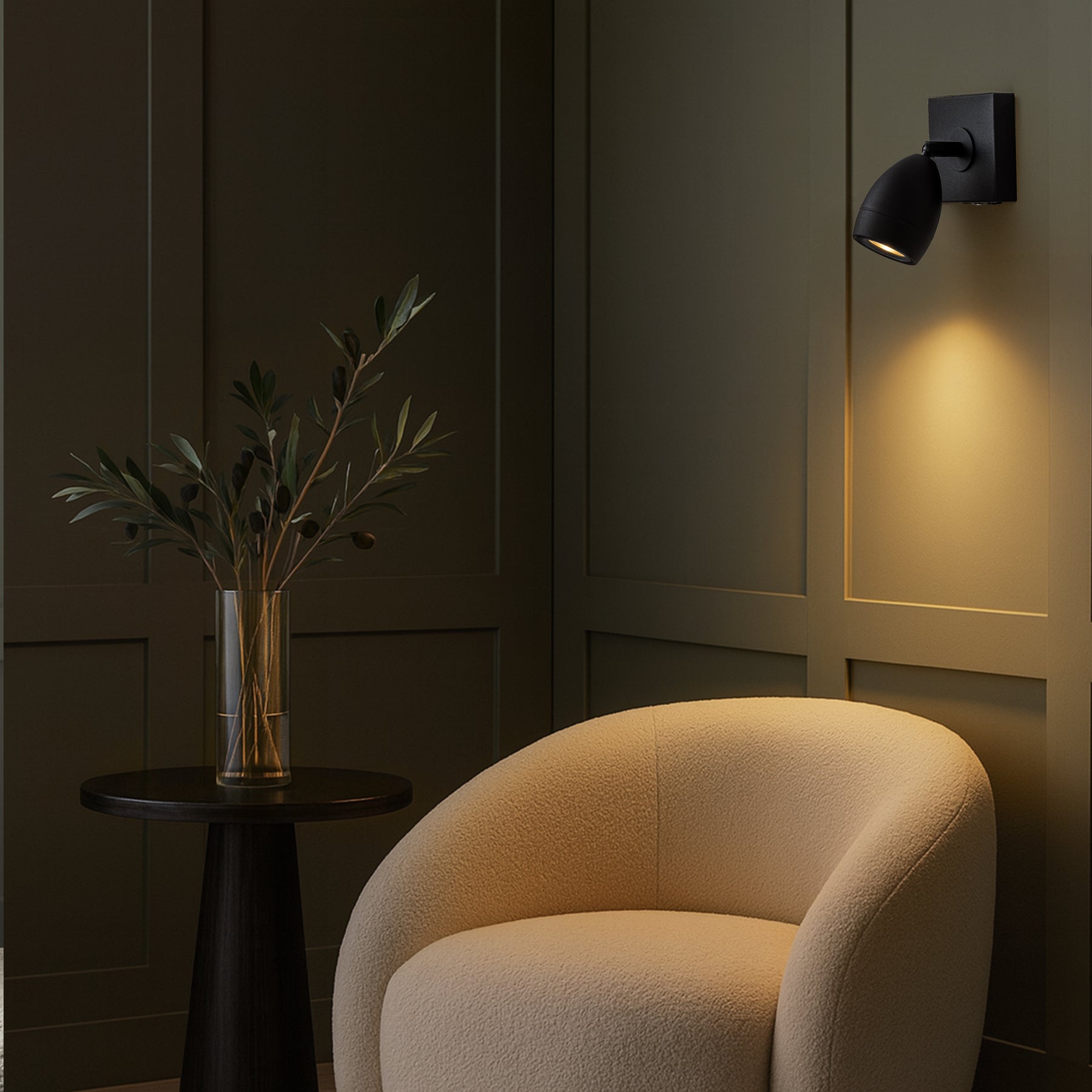 Modern Black Cordless Wall Sconce USB-C Rechargeable LED Spotlight with Touch & Remote Control, Adjustable and Stepless Dimmable Accent Light