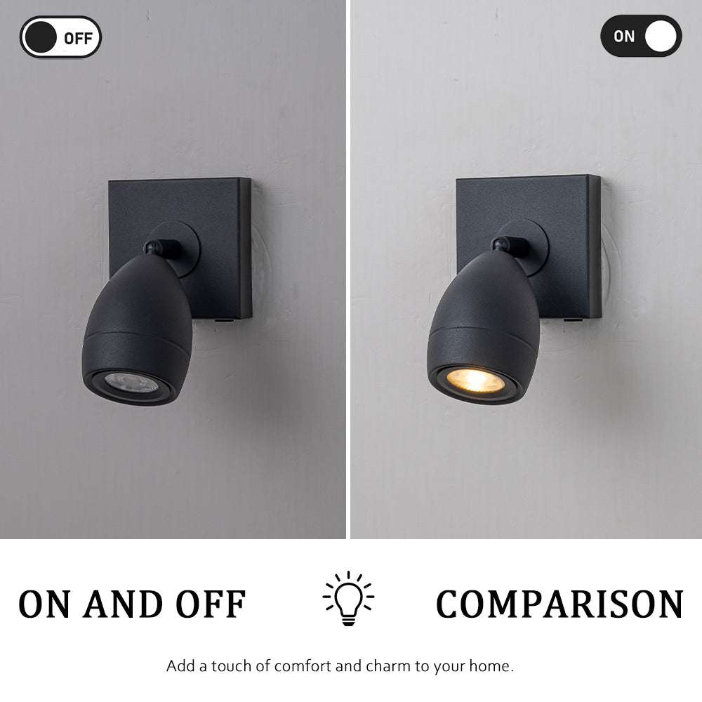 Modern Black Cordless Wall Sconce USB-C Rechargeable LED Spotlight with Touch & Remote Control, Adjustable and Stepless Dimmable Accent Light