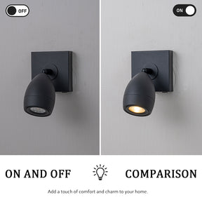 Modern Black Cordless Wall Sconce USB-C Rechargeable LED Spotlight with Touch & Remote Control, Adjustable and Stepless Dimmable Accent Light