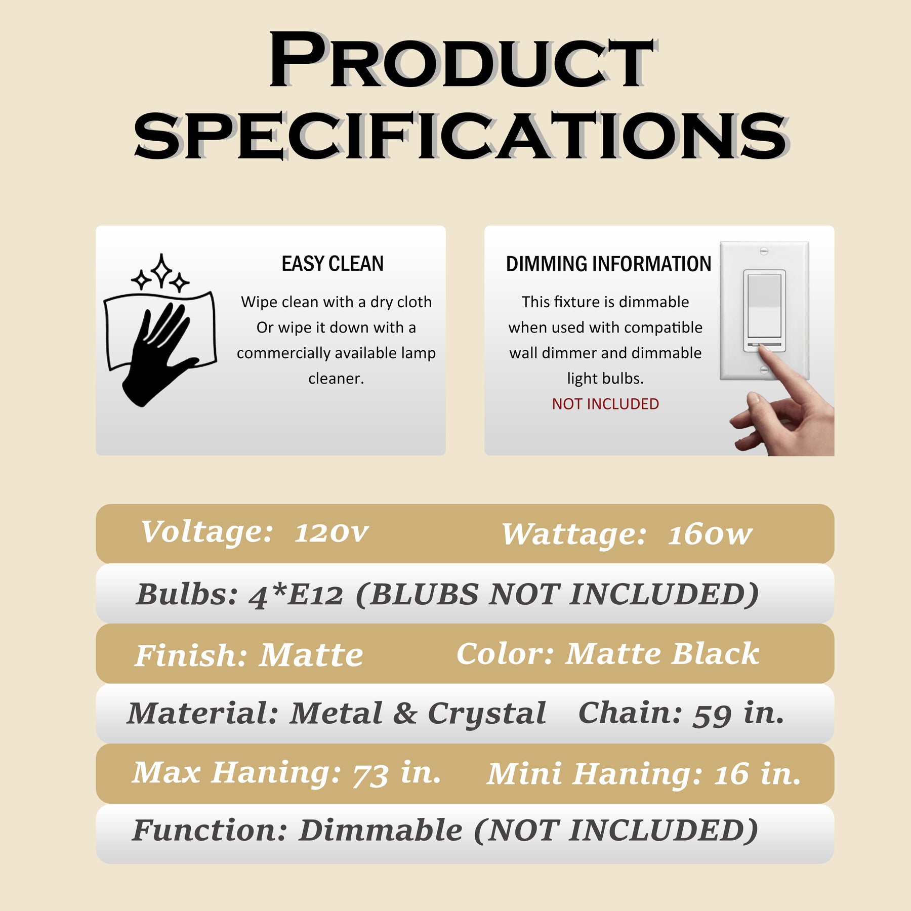 16" Modern Crystal Chandelier Matte Black Finish 4-Light Tiered Drum Pendant Light for Small Spaces Dining Room Entryway