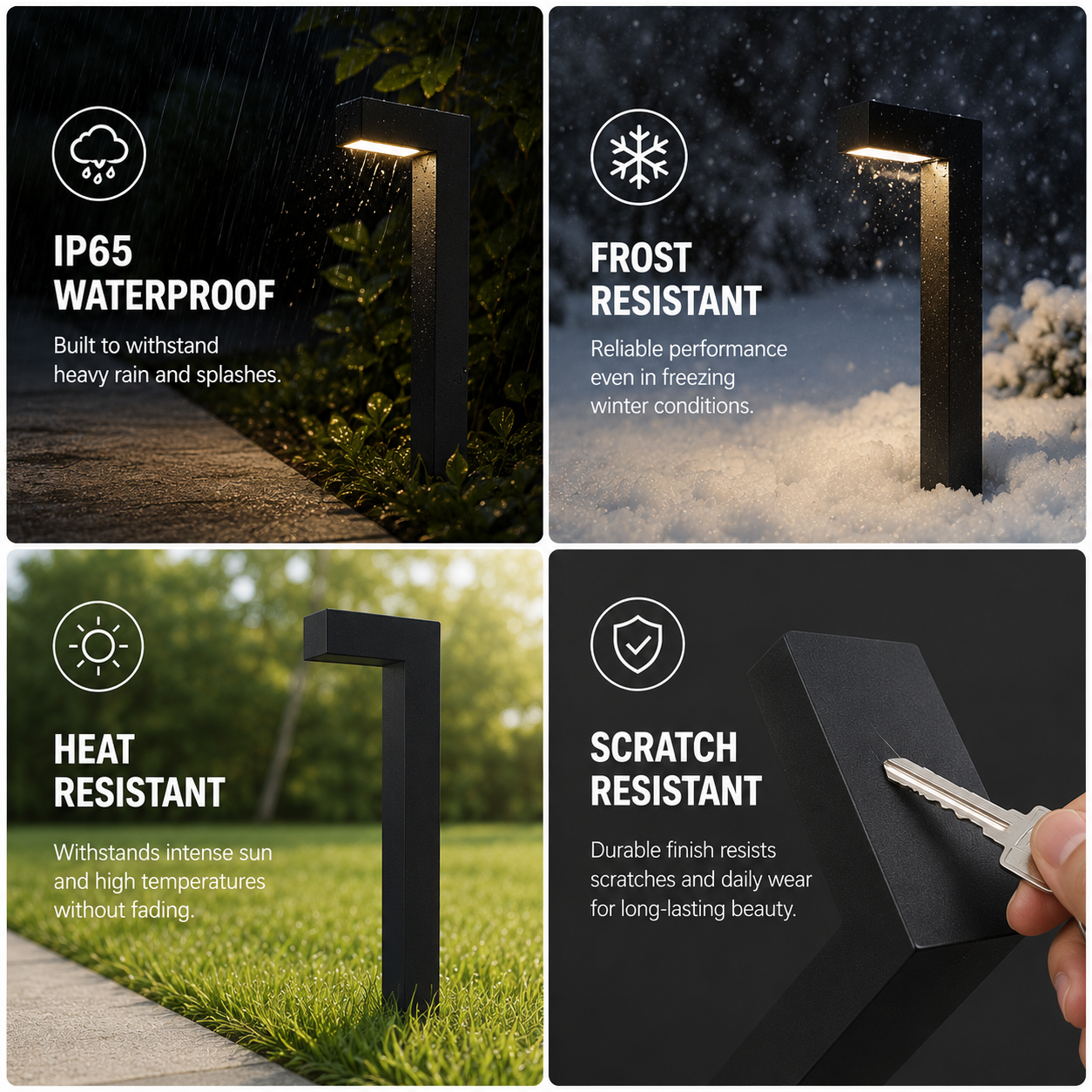 Landscape Pathway Lights wired Low Voltage 12V Modren Black Integrated LED Outdoor Waterproof Warm White Garden & Driveway Pathway lighting, 6 Pack
