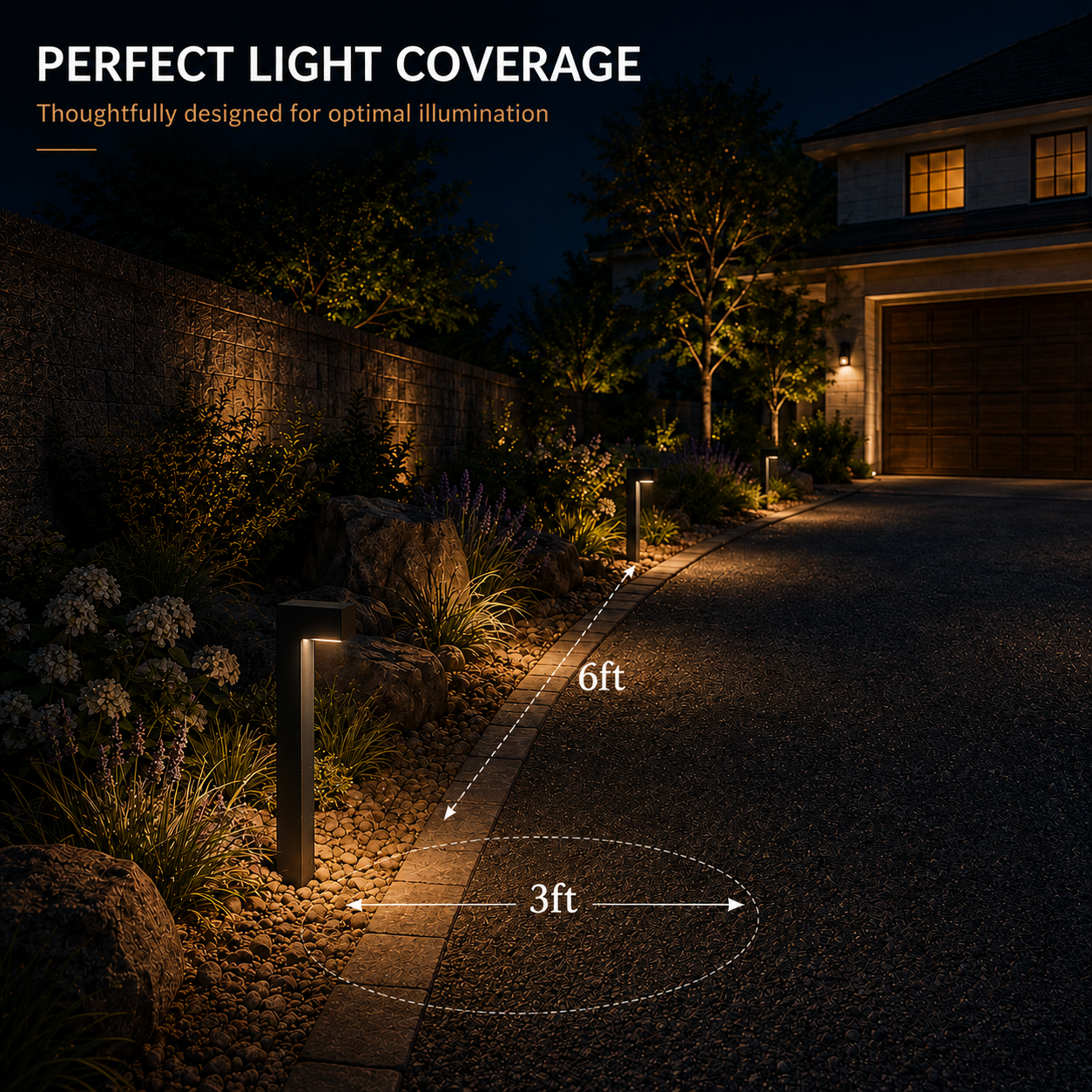 Landscape Pathway Lights wired Low Voltage 12V Modren Black Integrated LED Outdoor Waterproof Warm White Garden & Driveway Pathway lighting, 6 Pack