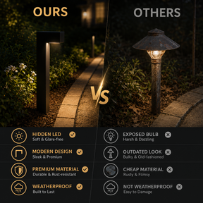 Landscape Pathway Lights wired Low Voltage 12V Modren Black Integrated LED Outdoor Waterproof Warm White Garden & Driveway Pathway lighting, 6 Pack