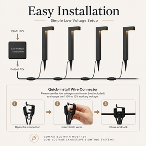 Landscape Pathway Lights wired Low Voltage 12V Modren Black Integrated LED Outdoor Waterproof Warm White Garden & Driveway Pathway lighting, 6 Pack
