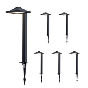 6 pack LED Low Voltage Landscape Path Light 12V, Bright Waterproof Outdoor Pathway Light for Walkway, Garden, Yard & Driveway, Metal Construction with Integrated LED 4.5W