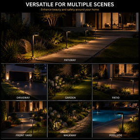Low Voltage LED Landscape Path Light, 12V Outdoor Metal Pathway Light, Waterproof Warm White Walkway & Garden Lighting with Integrated LED, Heavy-Duty Aluminum Yard Lamp 6 Pack
