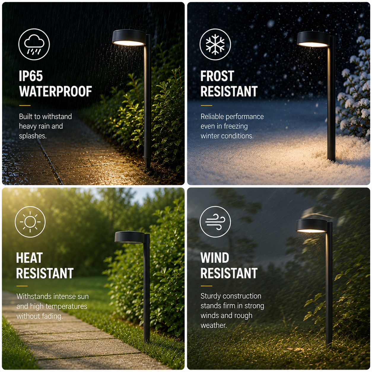 Low Voltage LED Landscape Path Light, 12V Outdoor Metal Pathway Light, Waterproof Warm White Walkway & Garden Lighting with Integrated LED, Heavy-Duty Aluminum Yard Lamp 6 Pack