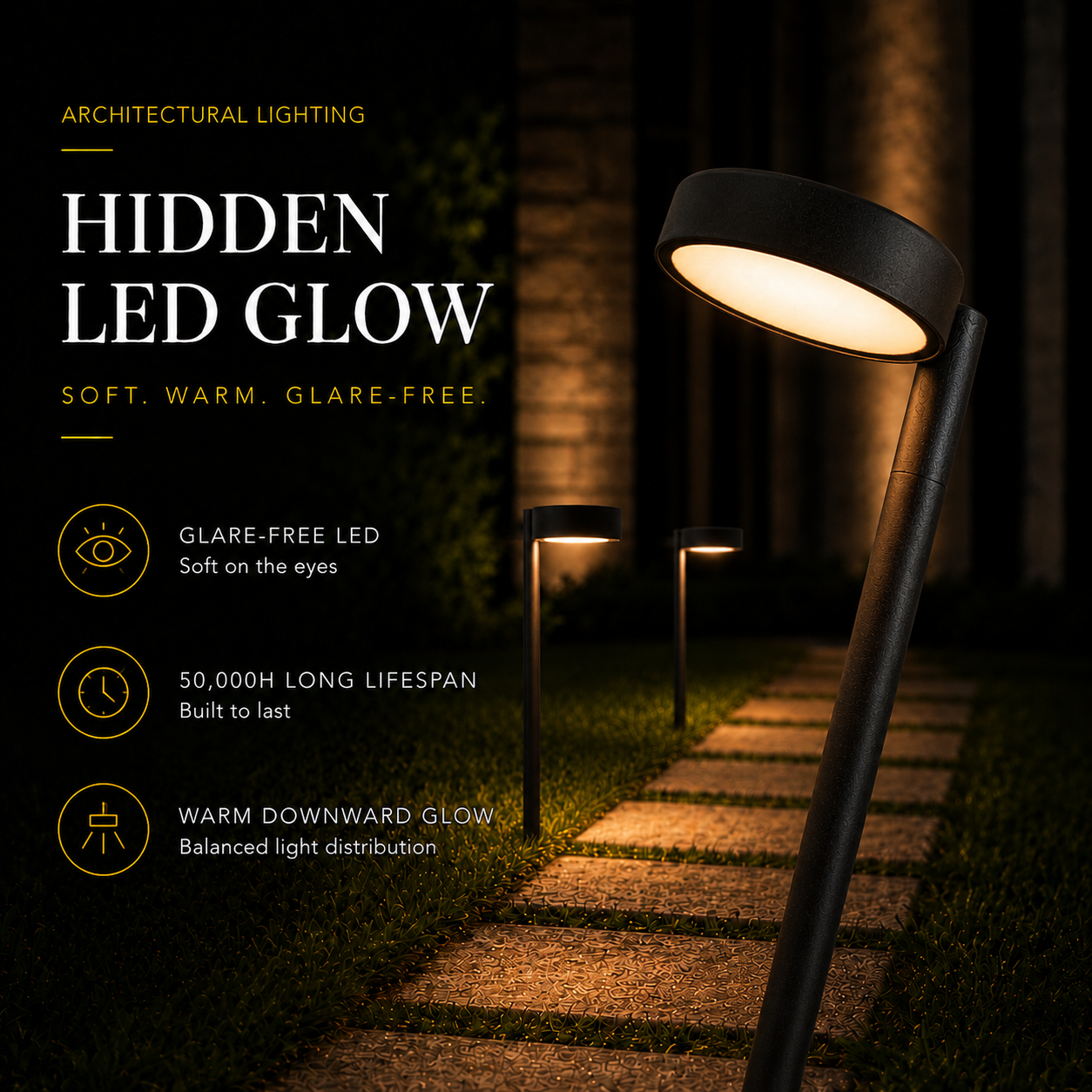 Low Voltage LED Landscape Path Light, 12V Outdoor Metal Pathway Light, Waterproof Warm White Walkway & Garden Lighting with Integrated LED, Heavy-Duty Aluminum Yard Lamp 6 Pack