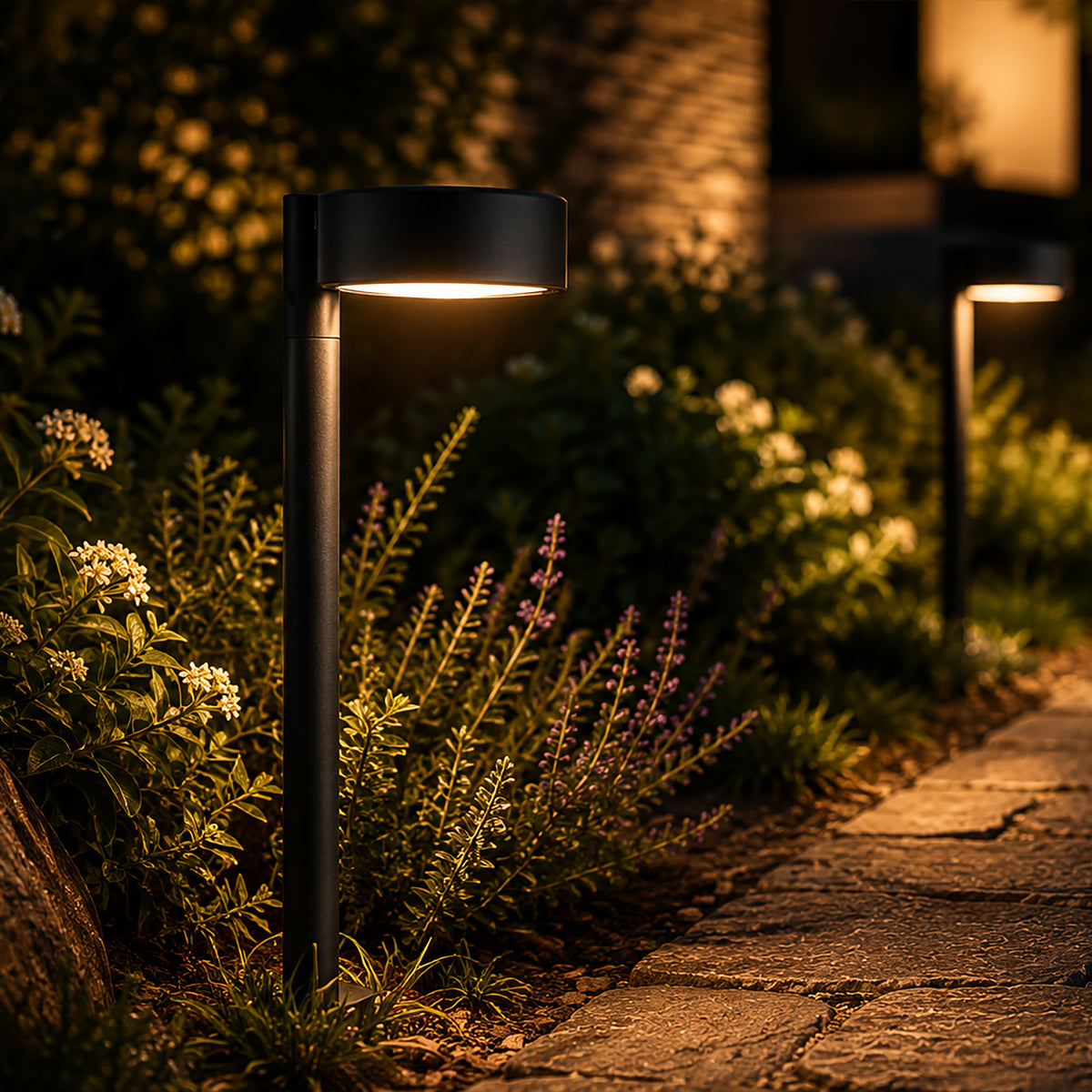 Low Voltage LED Landscape Path Light, 12V Outdoor Metal Pathway Light, Waterproof Warm White Walkway & Garden Lighting with Integrated LED, Heavy-Duty Aluminum Yard Lamp 6 Pack