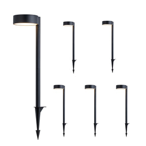 Low Voltage LED Landscape Path Light, 12V Outdoor Metal Pathway Light, Waterproof Warm White Walkway & Garden Lighting with Integrated LED, Heavy-Duty Aluminum Yard Lamp 6 Pack