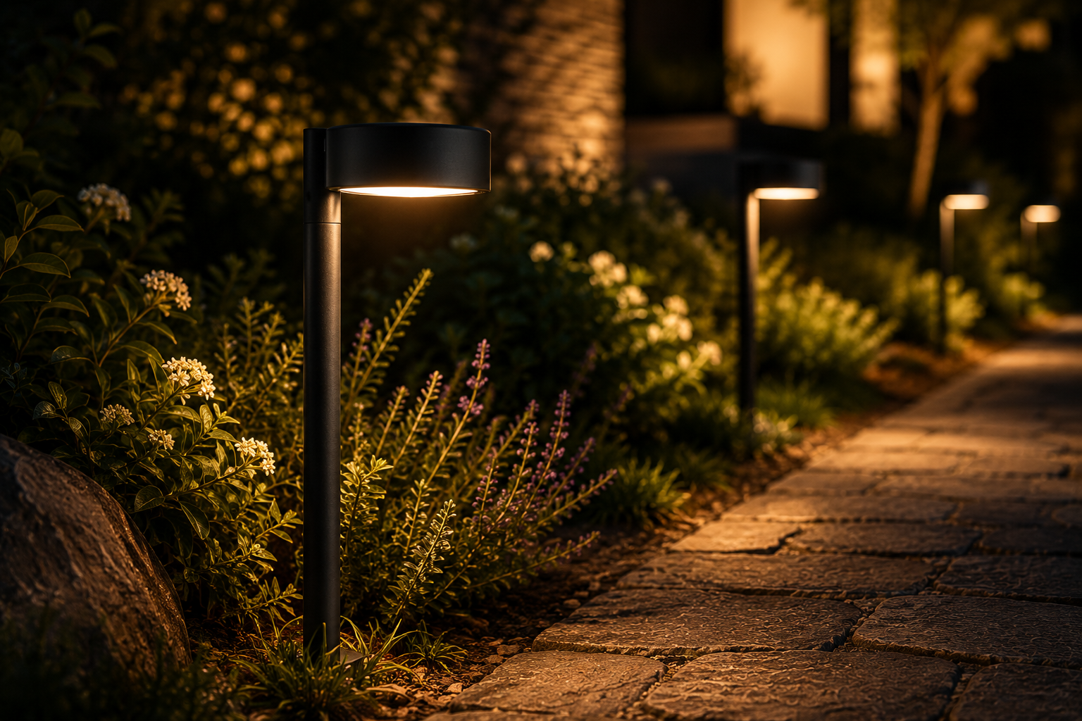 Low Voltage LED Landscape Path Light, 12V Outdoor Metal Pathway Light, Waterproof Warm White Walkway & Garden Lighting with Integrated LED, Heavy-Duty Aluminum Yard Lamp 6 Pack