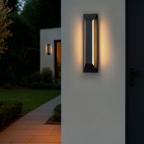 H22" Large Dusk to Dawn Modern Outdoor Wall Light 24W Integrated LED Exterior Wall Sconce with Black Trapezoid Design and Acrylic Shade for Garage Entryway