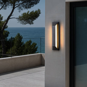 H22" Large Dusk to Dawn Modern Outdoor Wall Light 24W Integrated LED Exterior Wall Sconce with Black Trapezoid Design and Acrylic Shade for Garage Entryway