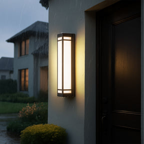 H20" Modern Craftsman Style Exterior Wall Sconce in Black with Frosted Acrylic Shade 24W Integrated LED Outdoor Wall Light with Dusk to Dawn Sensor for Garage Patio