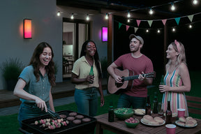 H20" Smart RGB Outdoor Wall Light Modern Large Integrated LED Wall Sconce with Remote and App Control Weather-Resistant Cast Iron Exterior Light Fixture for Porch Garage Garden