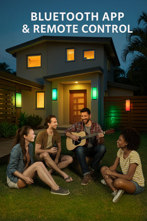 H20" Smart RGB Outdoor Wall Light Modern Large Integrated LED Wall Sconce with Remote and App Control Weather-Resistant Cast Iron Exterior Light Fixture for Porch Garage Garden