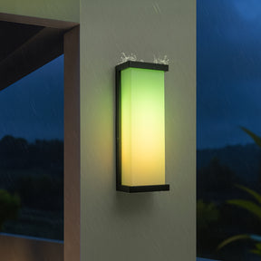 H20" Smart RGB Outdoor Wall Light Modern Large Integrated LED Wall Sconce with Remote and App Control Weather-Resistant Cast Iron Exterior Light Fixture for Porch Garage Garden