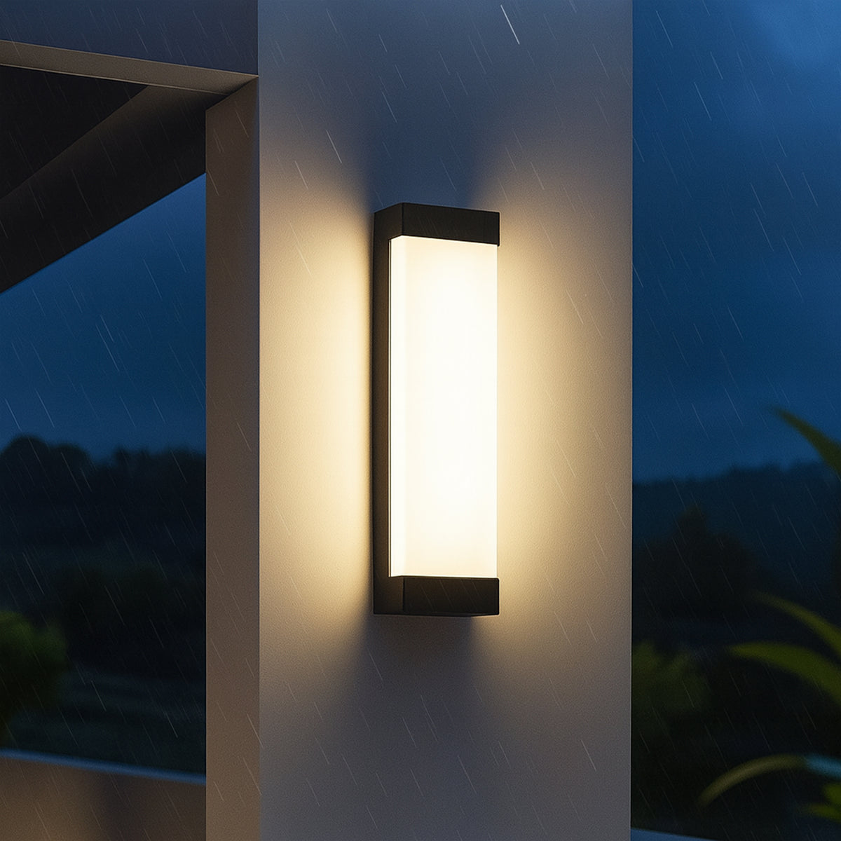 H20" Smart RGB Outdoor Wall Light Modern Large Integrated LED Wall Sconce with Remote and App Control Weather-Resistant Cast Iron Exterior Light Fixture for Porch Garage Garden