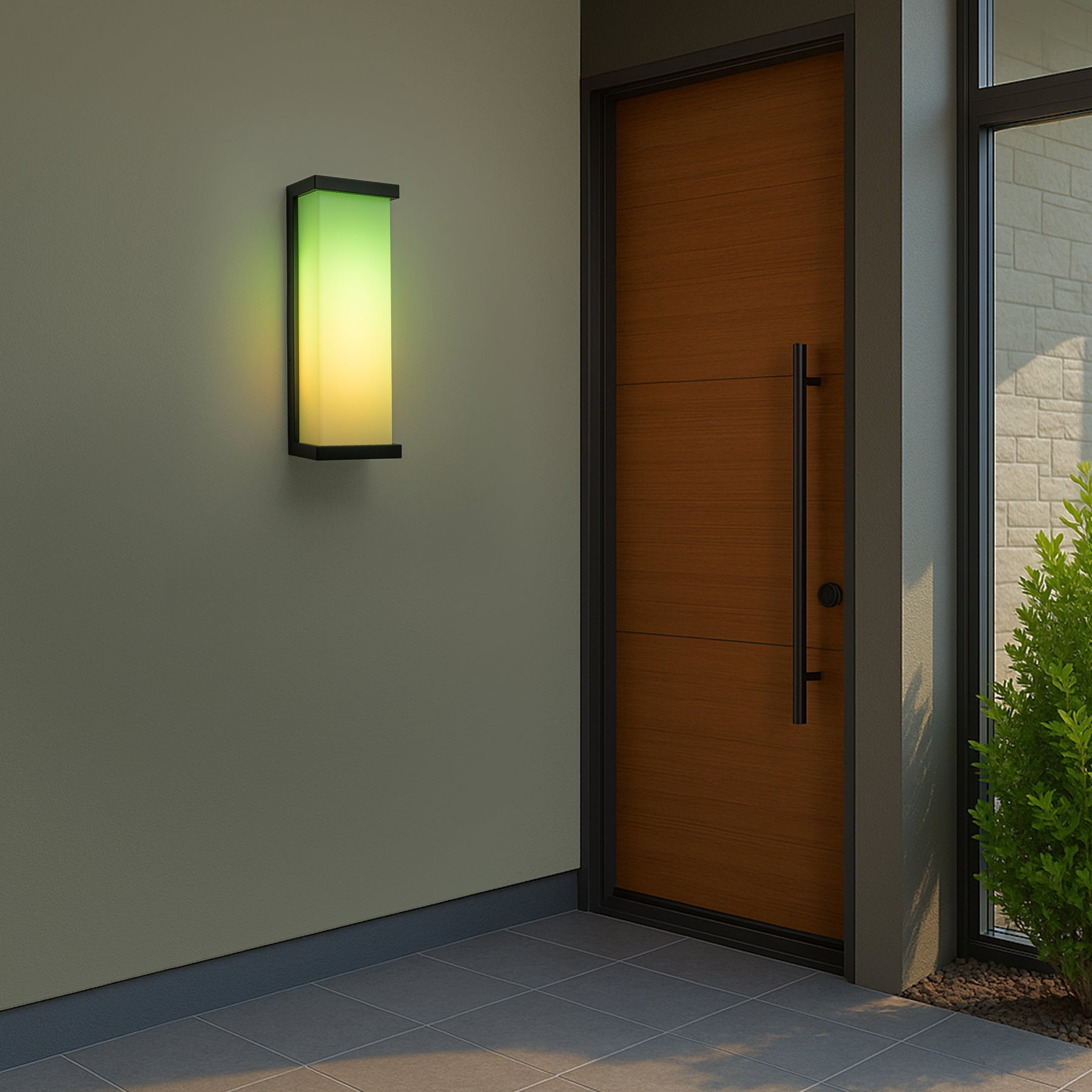 H20" Smart RGB Outdoor Wall Light Modern Large Integrated LED Wall Sconce with Remote and App Control Weather-Resistant Cast Iron Exterior Light Fixture for Porch Garage Garden
