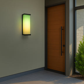 H20" Smart RGB Outdoor Wall Light Modern Large Integrated LED Wall Sconce with Remote and App Control Weather-Resistant Cast Iron Exterior Light Fixture for Porch Garage Garden