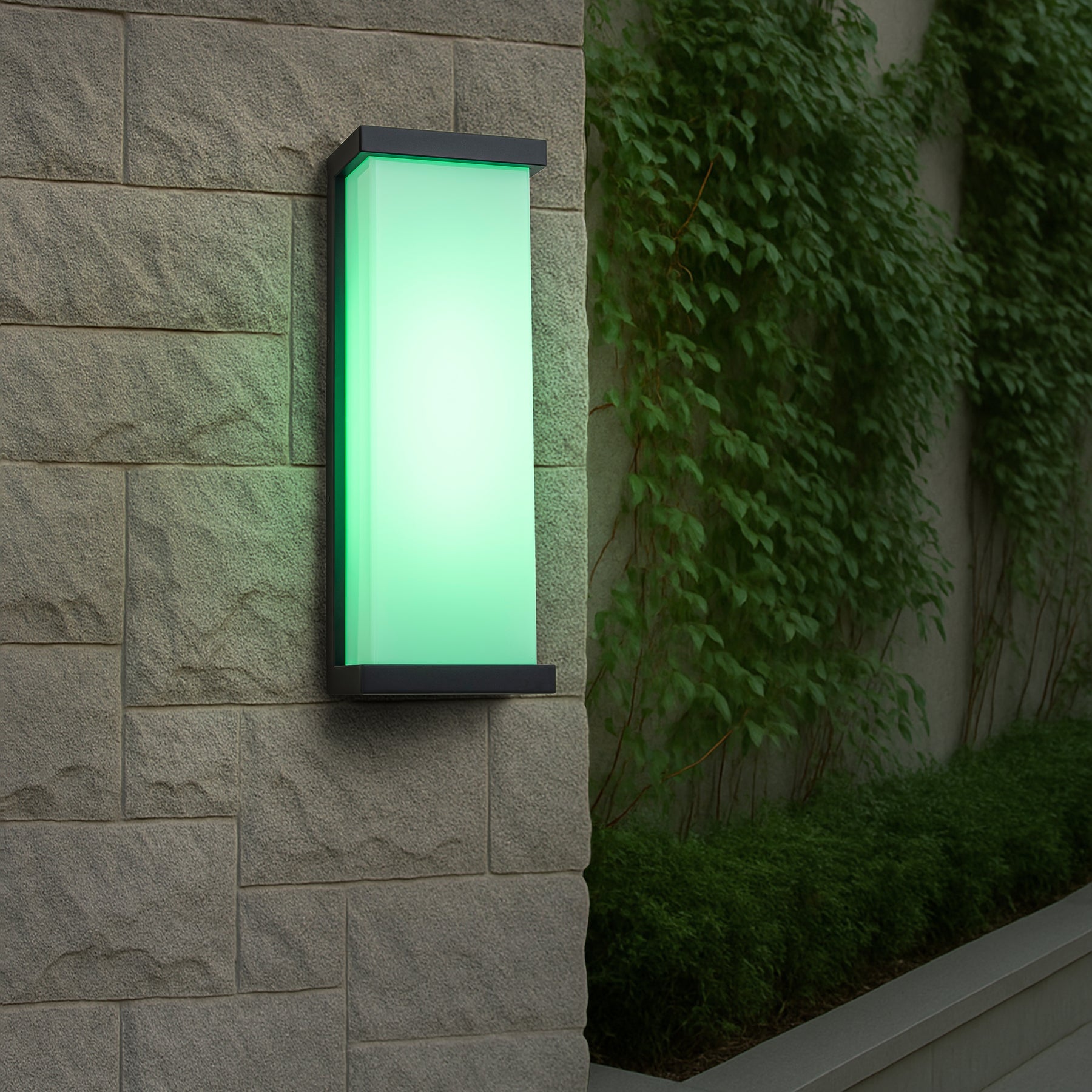 H20" Smart RGB Outdoor Wall Light Modern Large Integrated LED Wall Sconce with Remote and App Control Weather-Resistant Cast Iron Exterior Light Fixture for Porch Garage Garden