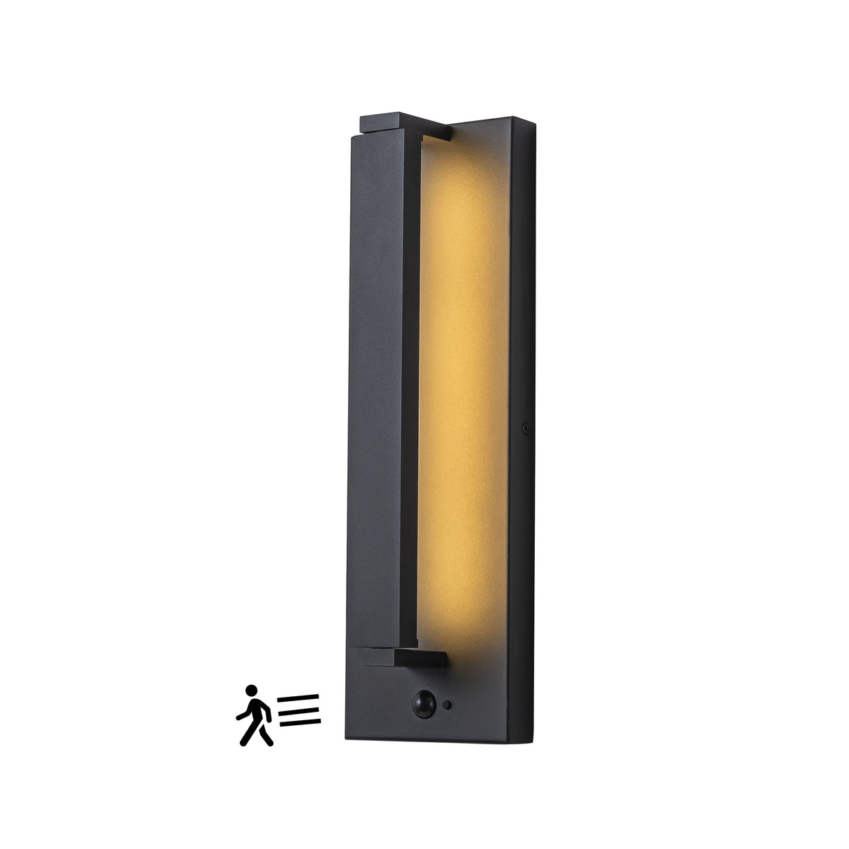 H15" Modern Motion Sensor Outdoor Wall Light 23W Integrated LED Wall Sconce Matte Black Iron Exterior Light Fixture for Porch Garage Patio