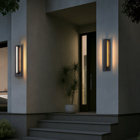 H15" Modern Motion Sensor Outdoor Wall Light 23W Integrated LED Wall Sconce Matte Black Iron Exterior Light Fixture for Porch Garage Patio