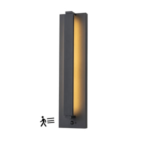 H20" Modern Motion Sensor Outdoor Wall Light 23W Integrated LED Wall Sconce in Matte Black Iron Large Exterior Light Fixture for Porch Garage Patio