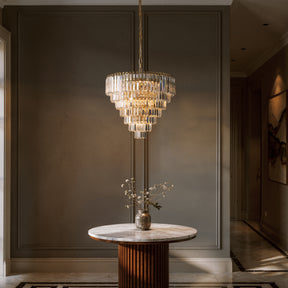 20 in. Crystal Chandelier Ceiling Light Fixture in Warm Brass with Metal Frame for Dining Room or Entryway