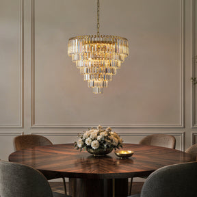 20 in. Crystal Chandelier Ceiling Light Fixture in Warm Brass with Metal Frame for Dining Room or Entryway